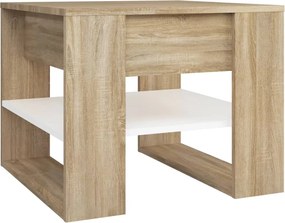 vidaXL Τραπεζάκι Σαλονιού Λευκό &amp; Sonoma Δρυς 55,5x55x45εκ. Επεξ. Ξύλο