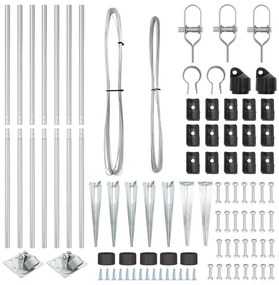 vidaXL Στύλος Περιφράξεων 7 pcs Ασημί Ατσάλι