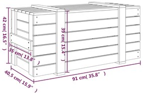 Κουτί Αποθήκευσης Μαύρα 91x40,5x42 εκ. Μασίφ Ξύλο Πεύκου - Μαύρο