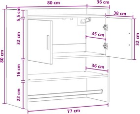 vidaXL Ράφι Τοίχου Επιτοίχιο Artisan Δρυς 80 x 36 x 80 εκ