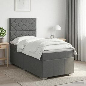 vidaXL Κρεβάτι box spring με στρώμα Σκούρο Γκρι 100 x 200 cm Ύφασμα
