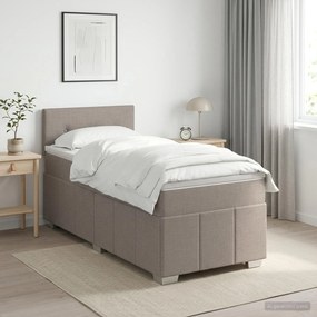 vidaXL Κρεβάτι box spring με στρώμα Taupe 90 x 200 cm Ύφασμα