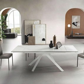 Τραπέζι Επεκτεινόμενο Nestore 160x90x76cm White-Marble Capodarte