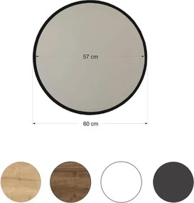 Stewehome στρογγυλός καθρέφτης μπάνιου μαύρος 60x1.2x60 cm
