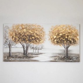 Πίνακας Σε Καμβά Δέντρα 755-12064 60x120x3cm Gold-Grey Estheti Home Κάθετοι Ξύλο, Καμβάς