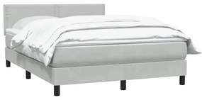 vidaXL Κρεβάτι Boxspring με Στρώμα Ανοιχτό Γκρι 160x220 εκ. Βελούδινο