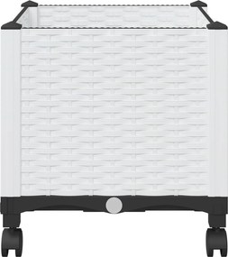 vidaXL Κήπος Γλαστράκι με Ροδάκια Λευκό 40 x 40 x 44 cm PP