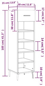 Παπουτσοθήκη Καπνιστή Δρυς 30x35x105 εκ. από Επεξεργασμένο Ξύλο - Καφέ