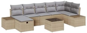 vidaXL Σετ Καναπέ Κήπου 8 pcs Μπεζ 55 x 62 x 69 εκ Πολυ ράταν