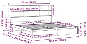 ΚΡΕΒΑΤΙ ΒΙΒΛΙΟΘΗΚΗ ΧΩΡΙΣ ΣΤΡΩΜΑ 200X200 ΕΚ ΜΑΣΙΦ ΞΥΛΟ ΠΕΥΚΟΥ 3322401