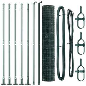 vidaXL Euro Fence με 7 Φλαντζωτές Κολώνες 1.5x10 μ. Γαλβανισμένος Χάλυβας