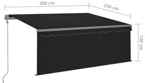 Τέντα Συρόμενη Αυτόματη με Σκίαστρο Ανθρακί 3 x 2,5 μ. - Ανθρακί
