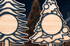 Σετ των 2 Intra απο ξύλο plywood 3mm-4mm πάχος Χριστουγεννιάτικα στολίδια Δίασταση 25x25 cm INTRAFABR-53535598