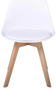 Καρέκλα MARTIN STRIPE Ξύλινο πόδι / PP Άσπρο 49x56x82cm (Σετ 4 ΤΕΜ)