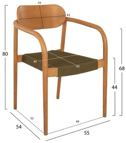 ΠΟΛΥΘΡΟΝΑ OSLO HM9636.05 ΞΥΛΟ TEAK ΦΥΣΙΚΟ &amp; ΠΡΑΣΙΝΟ ΣΧΟΙΝΙ 55x54x80Yεκ.