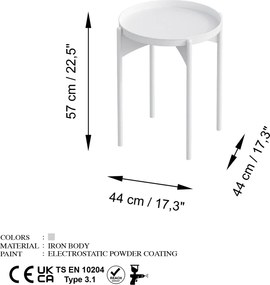 Τραπεζάκι Σαλονιού Λευκό SHB 44x44x57