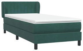 vidaXL Κρεβάτι Boxspring με Στρώμα Σκούρο Πράσινο 100x210εκ. Βελούδινο