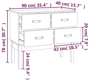 Τραπέζι Ντουλάπι Γκρί90x40x78 εκ. από Μασίφ Ξύλο Πεύκου - Γκρι