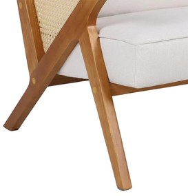 Πολυθρόνα Claudia ύφασμα μπεζ-pe rattan-rubberwood φυσικό 76x74.5x72 εκ.