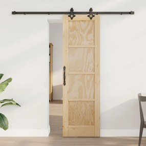 vidaXL Συρόμενη Πόρτα Φυσικό και Μαύρο 61 x 198,5 εκ.