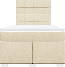 vidaXL Κρεβάτι Boxspring με Στρώμα Κρεμ 120x200 εκ. Υφασμάτινο