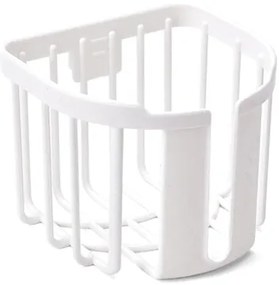 HOME USE επιτοίχια χαρτοθήκη μπάνιου HUH-0223 με αυτοκόλλητο, 11x14x13.5cm, λευκή