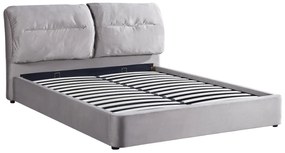 Κρεβάτι Διπλό ArteLibre ACAENA Γκρι Βελούδο 224x182.5x97cm (Στρώμα 160x200cm)
