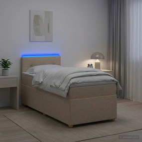 vidaXL Κρεβάτι box spring με στρώμα Κρεμ 100 x 200 cm Ύφασμα
