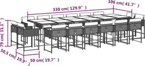 vidaXL Σετ Τραπεζαρίας Κήπου 17 τεμ Μικτό Μπεζ Συνθ. Ρατάν &amp; Μαξιλάρια