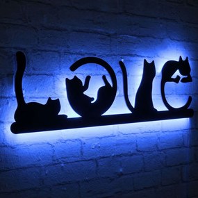 Διακοσμητικό Τοίχου Με Φως Led Cat Love 395NGR1893 70x22cm Blue-Black Wallity Mdf