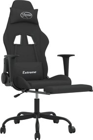 vidaXL Καρέκλα Gaming Μαύρη Ύφασμα με Υποπόδιο