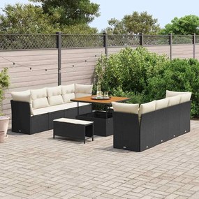 vidaXL Σετ Καναπέ Κήπου 11 pcs Μαύρο και κρεμ 100 x 100 x 71 cm