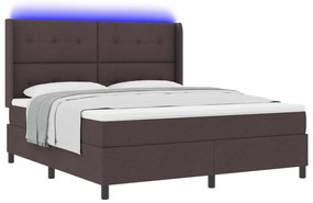 vidaXL Κρεβάτι Box Spring με Στρώμα & LED Καφέ 180x200 cm Ύφασμα