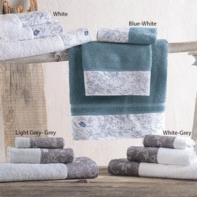 Πετσέτες Ortensia (Σετ 3τμχ) White-Grey Ρυθμός Towels Set 70x140cm 100% Πενιέ Βαμβάκι