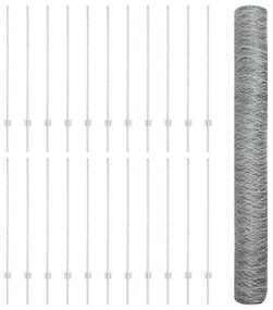 vidaXL Τεντώτο με στήριγμα Ασημί 1,2 x 50 m Ατσάλι