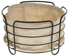 Ψωμιέρα Μεταλλική Με Εκρού Ύφασμα 07.166287B 25x10cm Black-Beige Metal