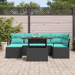 vidaXL Σετ Καναπέ Κήπου 7 pcs Μαύρο και Τυρκουάζ