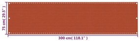 Διαχωριστικό Βεράντας Πορτοκαλί 75 x 300 εκ. από HDPE - Πορτοκαλί