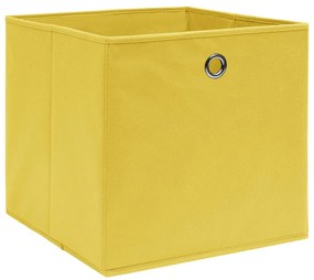 vidaXL Κουτιά Αποθήκευσης 10 τεμ. Κίτρινα 28x28x28 εκ.Ύφασμα Non-woven