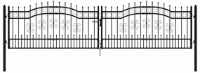 vidaXL Πόρτα Περίφραξης με Κορυφή Δόρυ Μαύρη 406x100 εκ. από Ατσάλι με Ηλεκτροστατική Βαφή