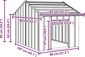 vidaXL Σπιτάκι σκύλου με οροφή 83x130x85 cm Γαλβανισμένος χάλυβας