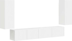 vidaXL Σετ επίπλου τηλεόρασης 4 pcs Λευκό Επεξεργασμένο ξύλο