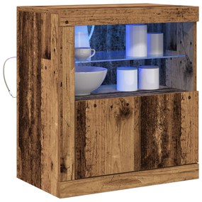 vidaXL Μπουφές με LED Φώτα Παλιό Ξύλο 60,5x37x67 εκ.