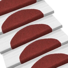 Πατάκια Σκάλας Αυτοκόλ. 10 τεμ. Κόκκινο 65x21x4 εκ Βελονιασμένα - Κόκκινο