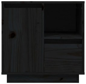 Κομοδίνο Μαύρο 50 x 34 x 50 εκ. από Μασίφ Ξύλο Πεύκου - Μαύρο