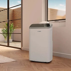 Κινητό κλιματιστικό Bosch Cool 4000, 9000 BTU, 35 m2, A, Αυτόματη εναλλαγή, Χρονοδιακόπτης, Οθόνη LCD, Φορητή λειτουργία, Bial/μαύρο