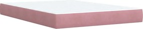 vidaXL Κρεβάτι Boxspring με Στρώμα Ροζ 140x190 εκ. Βελούδινο