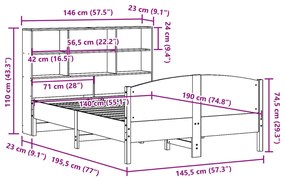 ΚΡΕΒΑΤΙ ΒΙΒΛΙΟΘΗΚΗ ΧΩΡΙΣ ΣΤΡΩΜΑ 140X190 ΕΚ ΜΑΣΙΦ ΞΥΛΟ ΠΕΥΚΟΥ 3323111