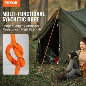 VEVOR Arborist Tree Climbing Rope Double Braid Polyester 0,95 cm (3/8") x 36,6 m (120') 48-Strand