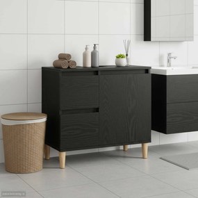 VidaXL Ντουλάπι Μπάνιου Μαύρη Οξυά 65 x 33 x 60 εκ Επεξεργασμένο Ξύλο